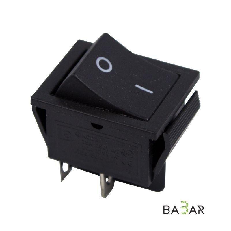 Клавишный выключатель KCD4 16 А 250 В AC, 4 контакта, чёрный 25×31 мм