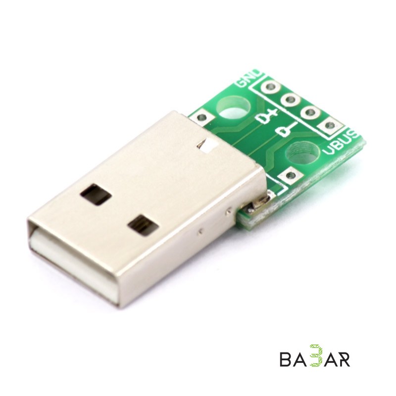 Разъём USB-A на плату, штекер, шаг выводов 2.54 мм