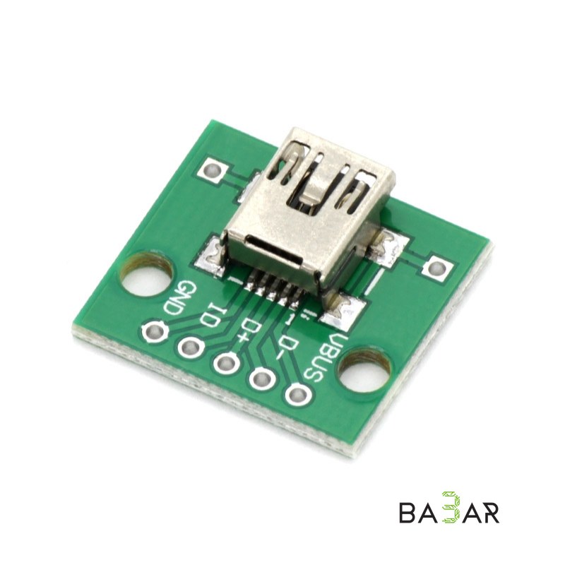 Разъём mini USB на плату, шаг выводов 2.54 мм