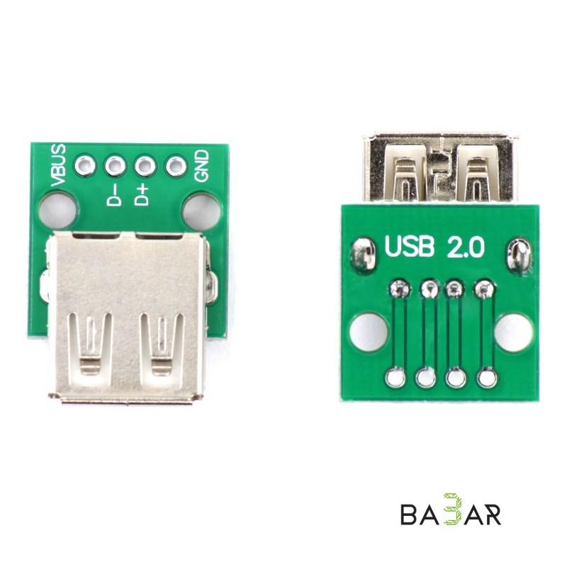 Разъём USB-A на плату, шаг выводов 2.54 мм