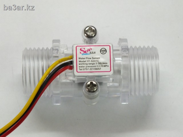 Датчик протока воды YF-S201C, G1/2 DN15, 3.5-24VDC, 1-30L/Min