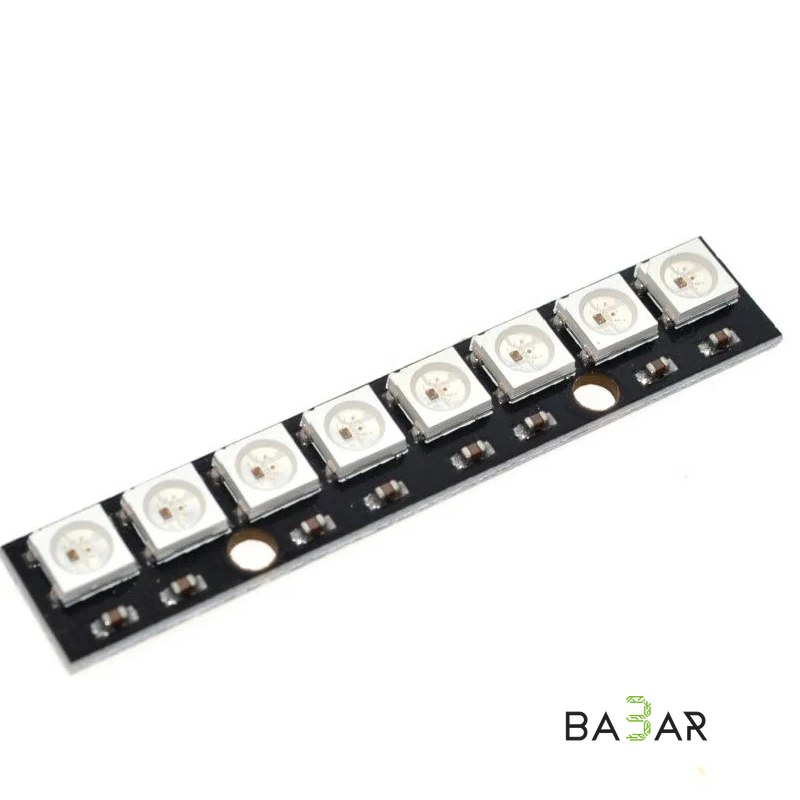 Адресный RGB-модуль WS2812B на 8 светодиодов (чёрная плата)