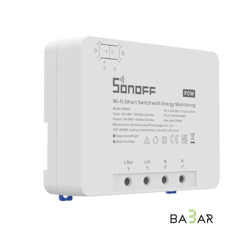 Sonoff POWR3 умное Wi-Fi реле с измерением мощности, 25А, до 5500 Вт
