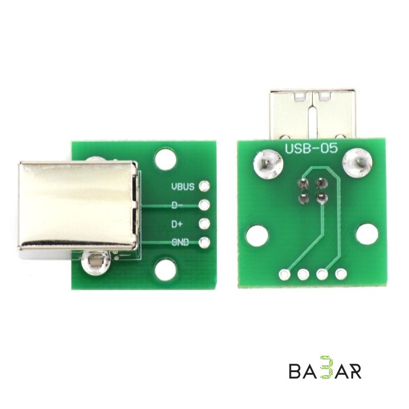 Разъём USB-B на плату, шаг выводов 2.54 мм