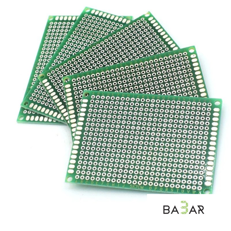 Монтажная плата двухсторонняя 5×7 см, шаг 2.54 мм